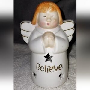 CHRISTMAS Angel Tea Light  ‘Believe in Miracles’ Gold Writing